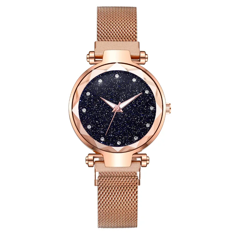 
Dropshipping Cheap Luxury Diamond Starry Sky Watch,Fashion Custom Logo Private Label Magnetic Strap Lady Wrist Watch Women 