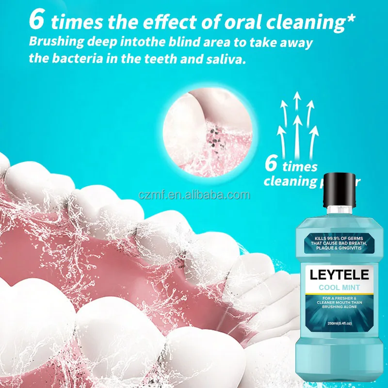 Private Logo Bottle Cool Mint Fresh Breath Natural  Organic Teeth Whitening  Liquid Factory Price Wash Portable Mouthwash