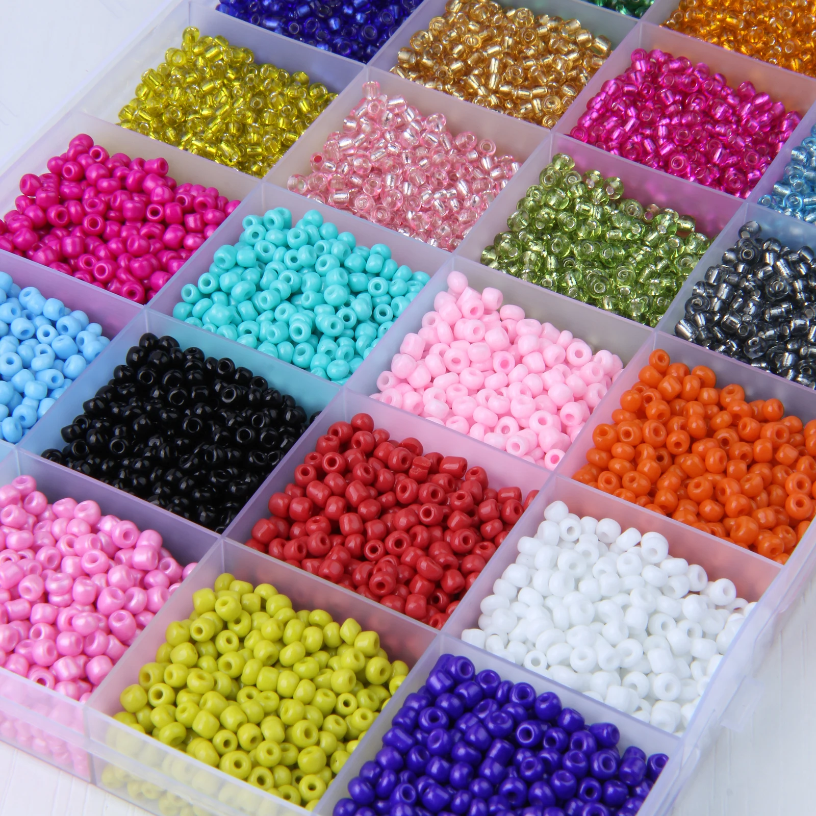 
Amazon Hot Selling 24 Kinds of 3mm Mixed Color Glass Seed Bead Kits for DIY Jewelry Making 