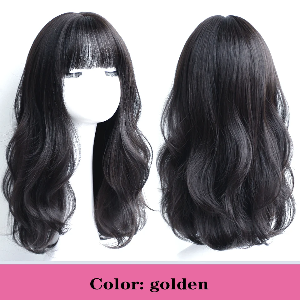 Long Synthetic Curly Wigs Natural Curly Dark Brown Wigs for Women Cosplay Wigs