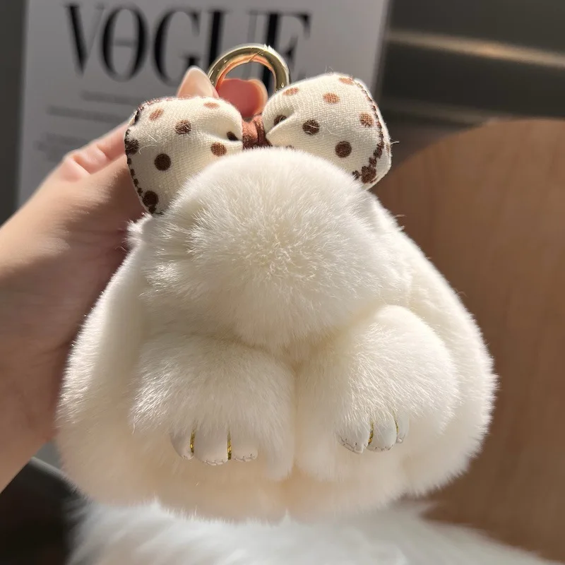 Wholesale Mini Bow Rabbit Rabbit pendant bag Decorated car keychain cute rabbit 100%fur doll