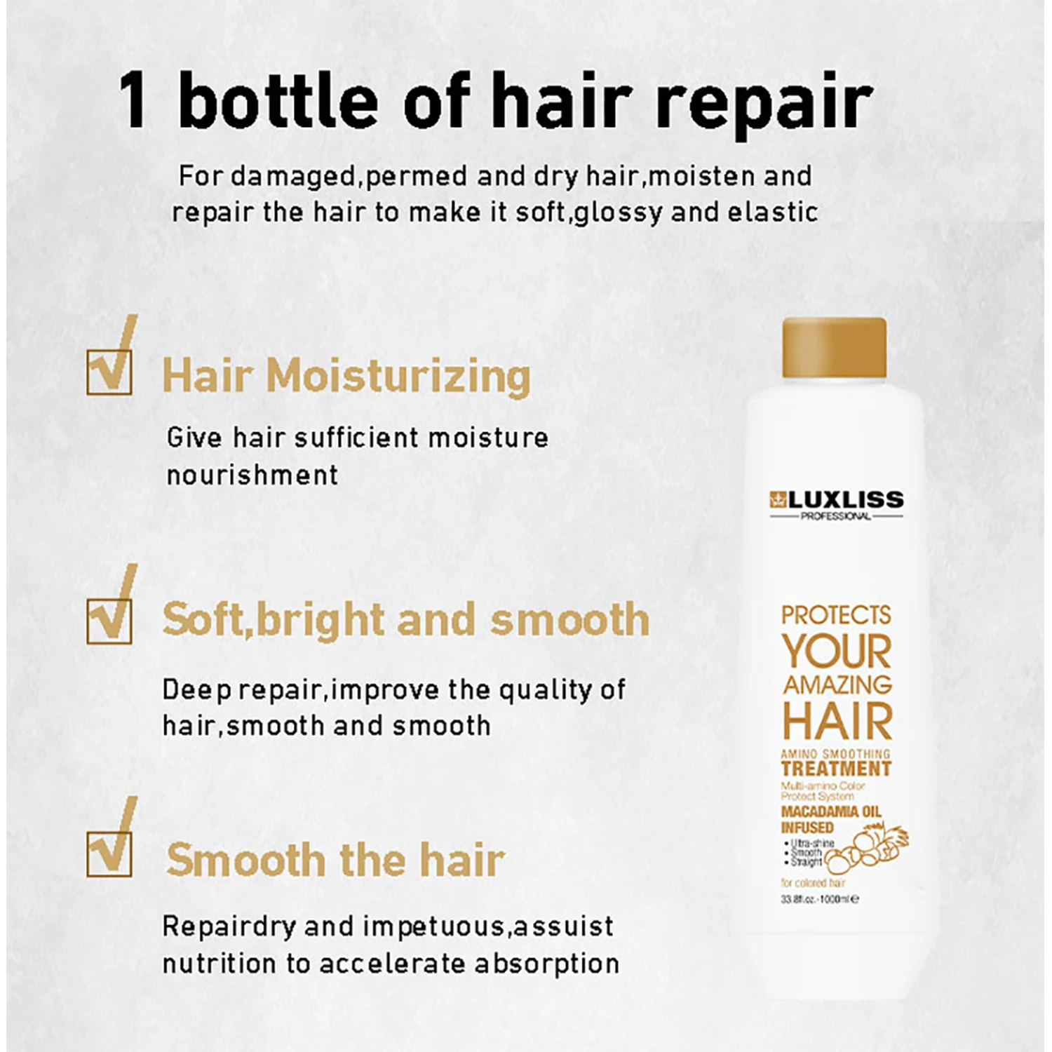 LUXLISS Keratin smoothing treatment argan oil infused 0% formaldehyde for all hair type salon professional treatment  anti frizz