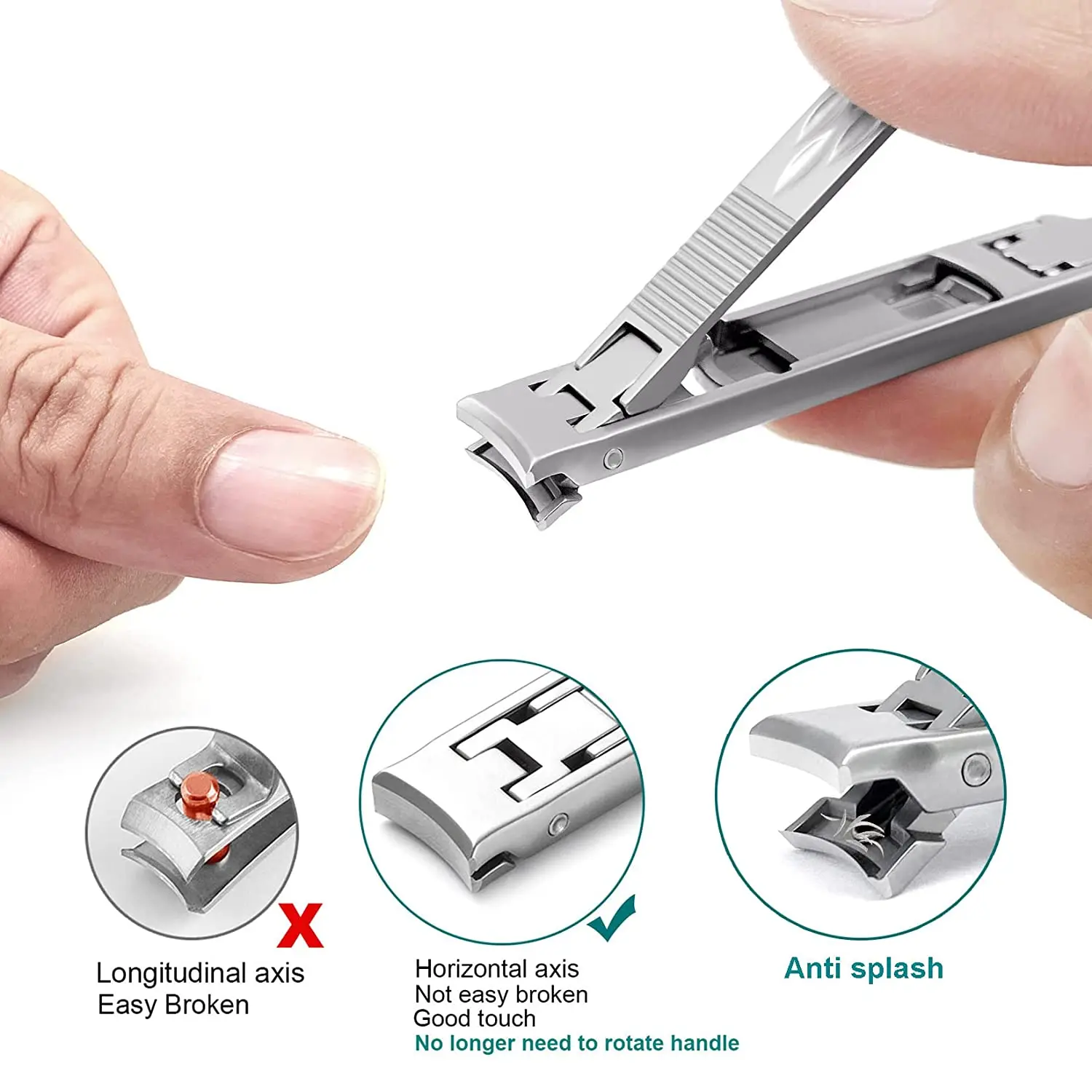 High Quality 2PCS Nail Clipper Stainless Steel Nail Tool Grooming Kit Nail Cutter Tools For Home