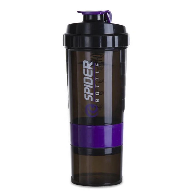 550ML plastic water bottle three-layer protein powder fitness Gym shaker bottle wholesale