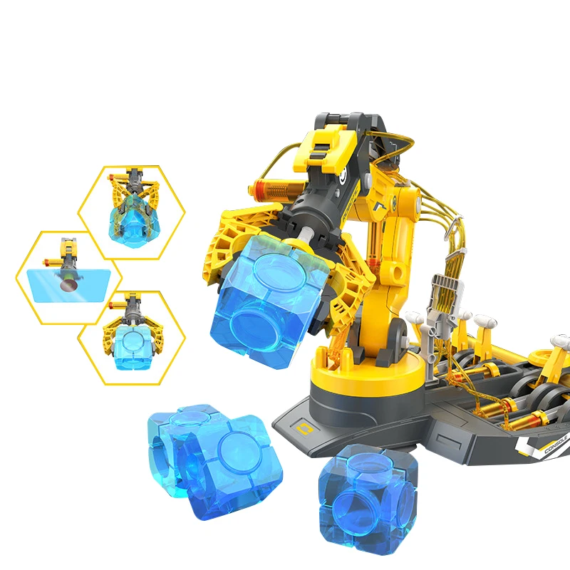 220PCS 3-in-1 STEAM Self Assembly Hydraulic Manipulator Kids Hydro Mechanical Hand Claw Machine Toy Educational DIY Robotic Arm