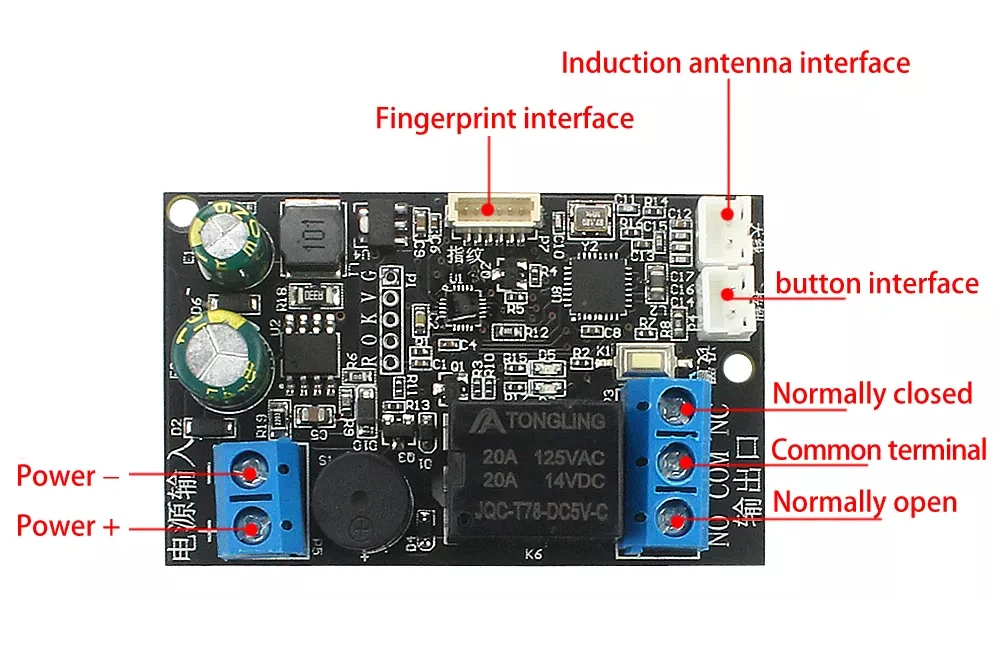 Fingerprint identification control board mobile phone NFC induction relay motherboard IC card 13.56mhz access controller