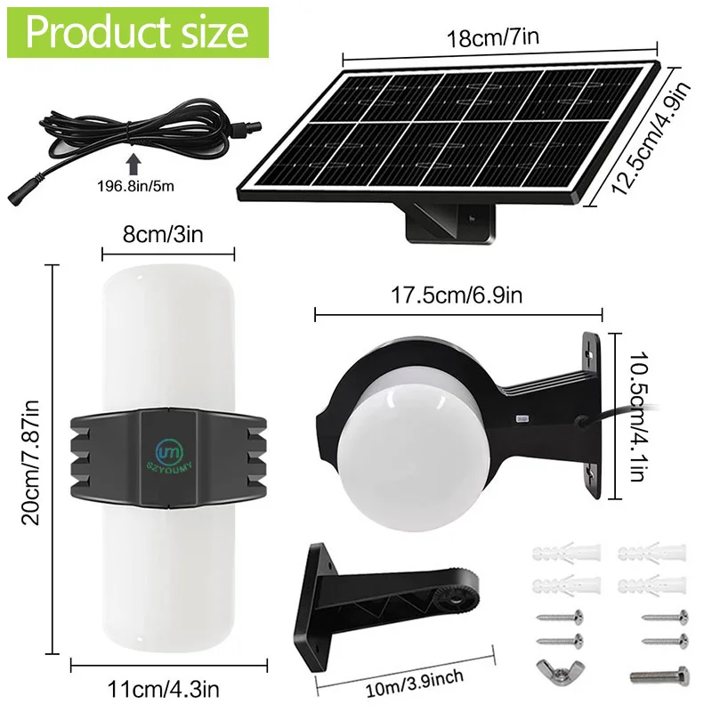 2024 New Product 360 Degree Beam Angle Outside 72LED Split Waterproof Motion Sensor Outdoor LED Solar Wall Lamp