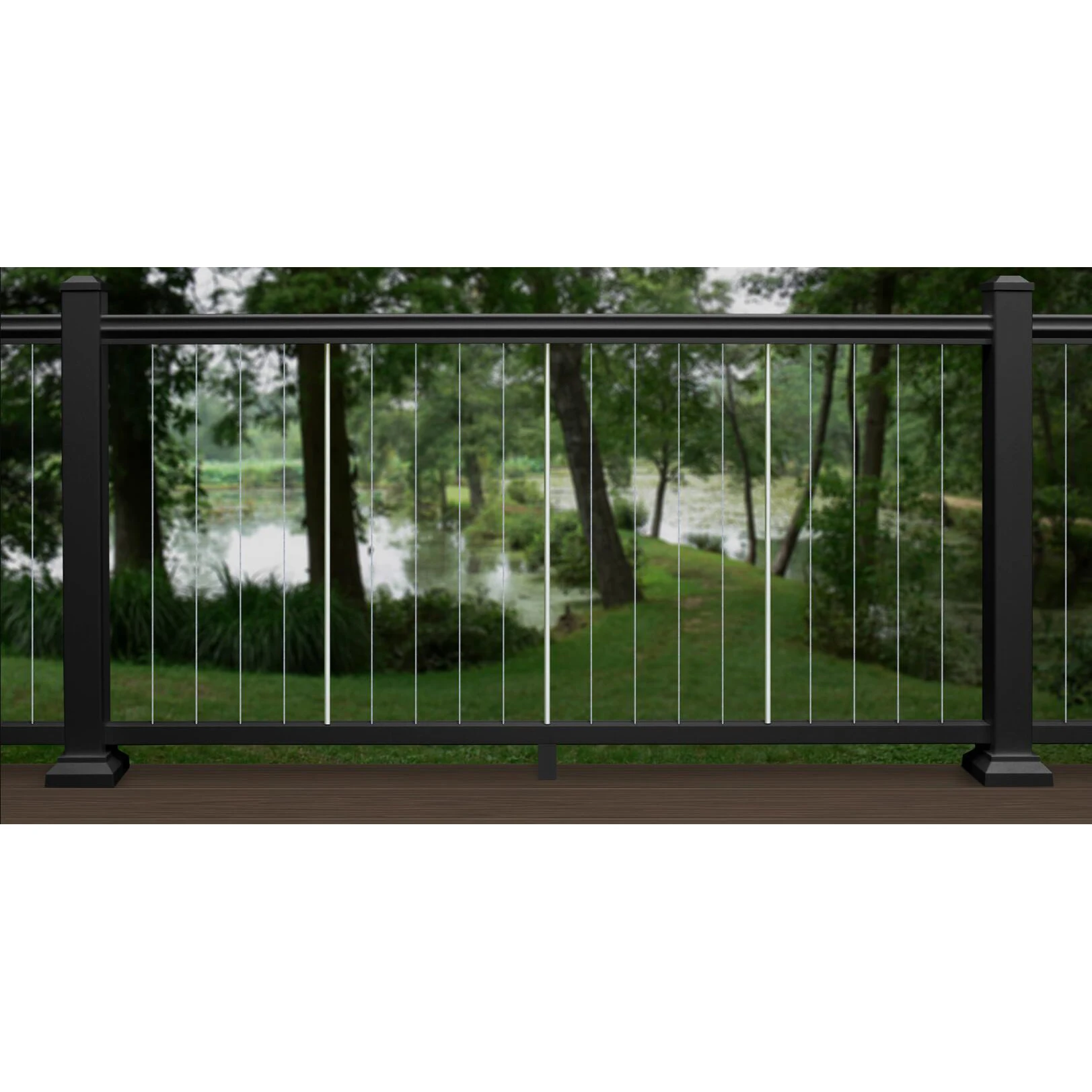 Low Maintenance Outdoor Deck Fascia Cable Railing Project Black Powder Coated Balustrade Fittings Handrail Post