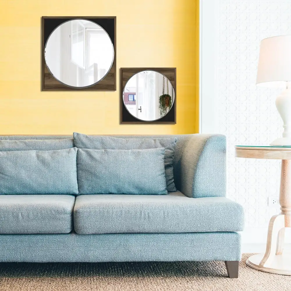 Exclusive Valdes Modern Best Price Wall Mirror Walnut Black Wooden