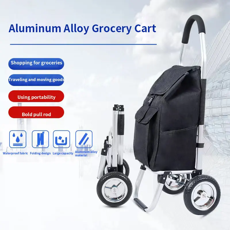 Aluminium Alloy Folding Shopping Pull Cart Trolley Climb Stairs Bag Grocery Folding Shopping Trolley With Wheels