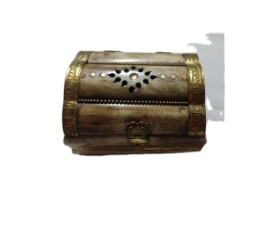 Handmade Brass and Bone Trinket Chest Carved Jewelry Storage Box for Women & Girls Unique Organizer for Jewels