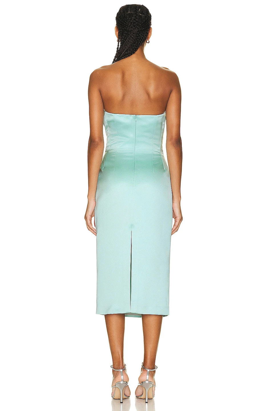 Women Elegant Handmade Crystal Beading Bandage Dress Party Strapless Midi Bodycon Dress