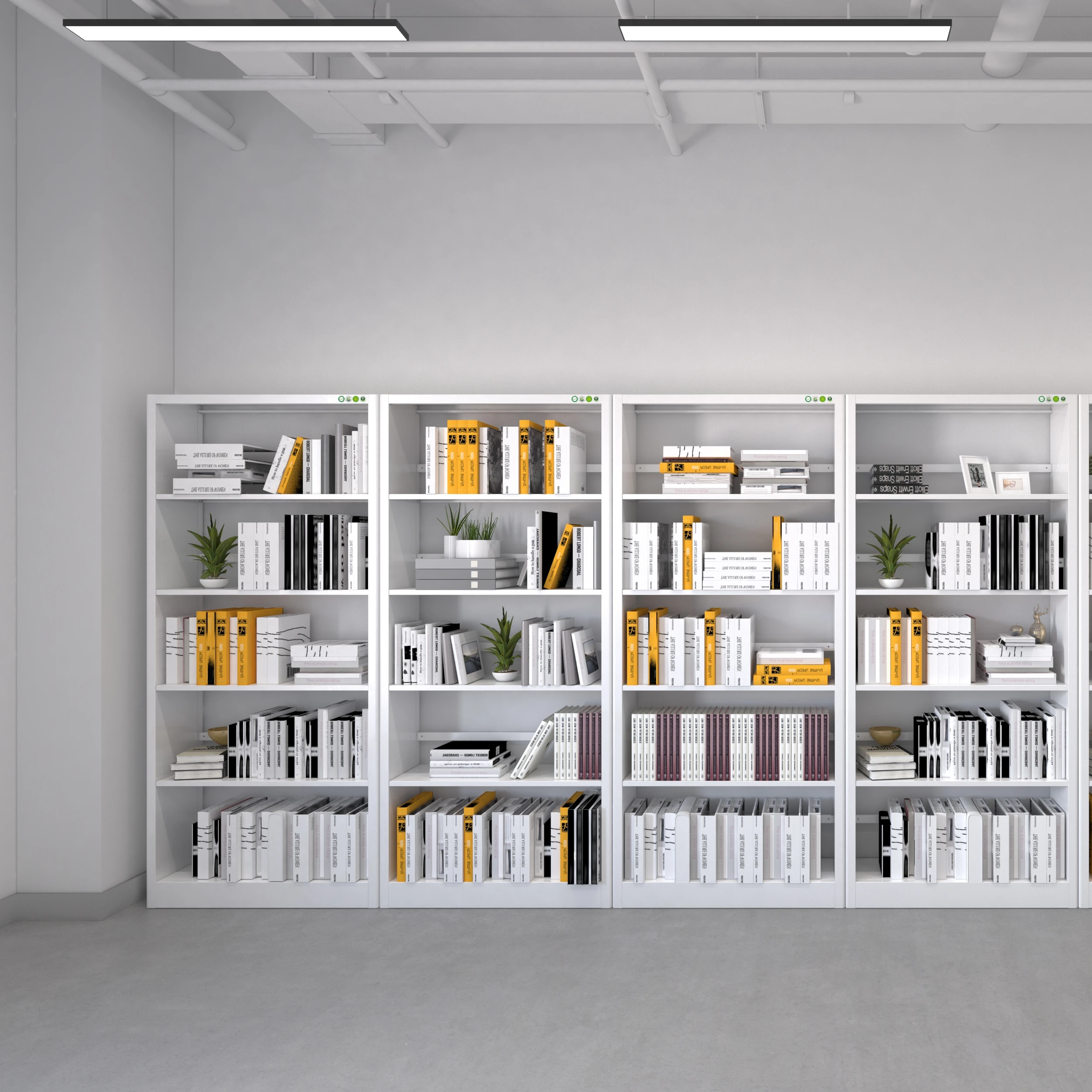 New Design Steel School Furniture Bookcase 5 Tier Metal Bookshelf