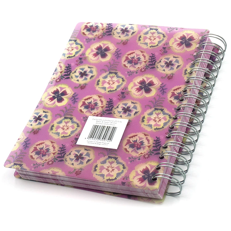 Cover & 240pages Text frosted PVC thickness 65C cover flower design wiro notebook printing