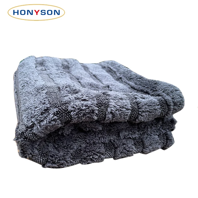black color 60x90 1400gsm 1200gsm 50 cm big twisted loop car wash drying cleaning microfiber towels 5ft for monster car