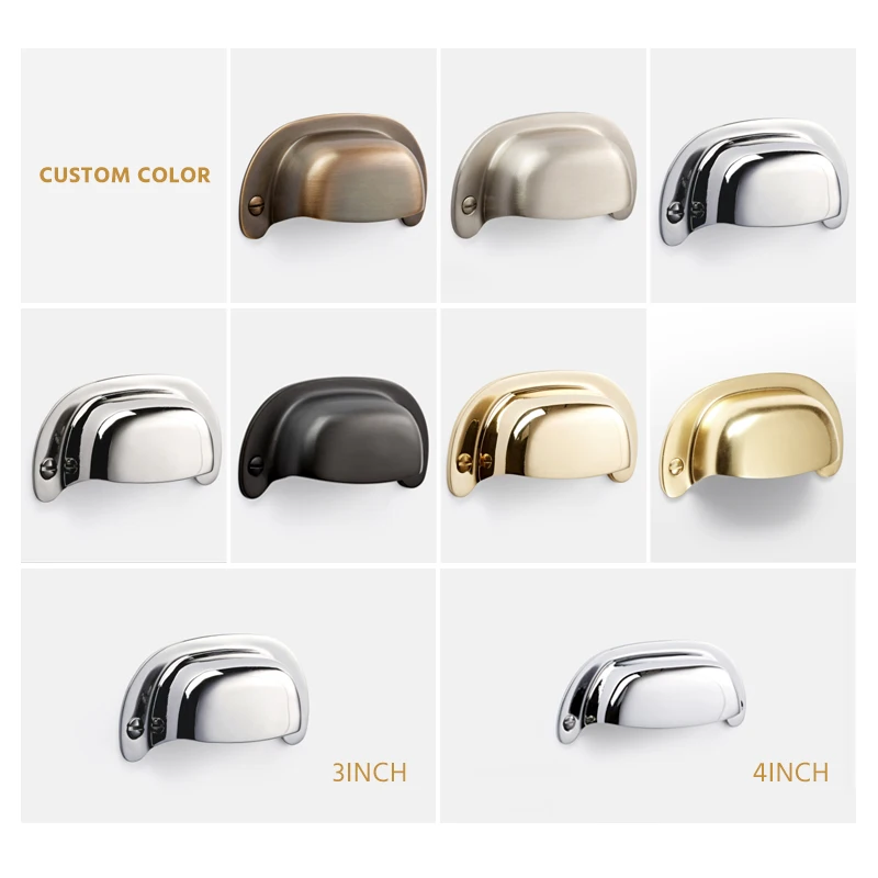 High End Brass Curve Shell Cup Cabinet Drawer Furniture Hardwarespulls Handle