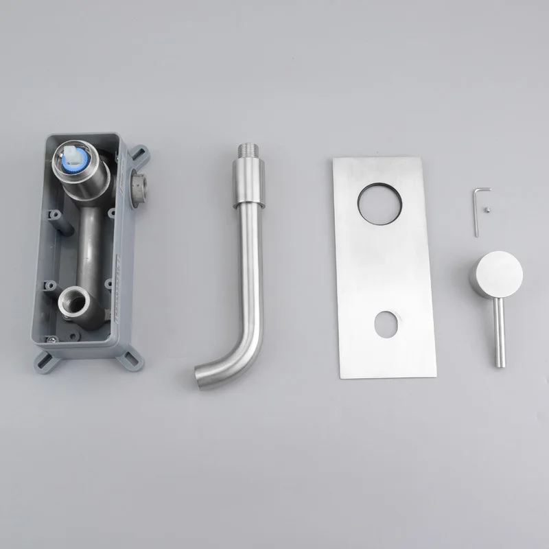 Nickel brushed In wall mounted stainless steel sink  hot cold basin faucet taps