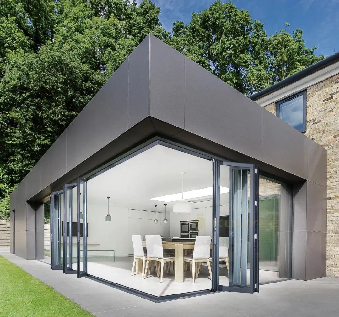 Commercial Residential Patio Bifold Fold Door Sound Proof Aluminium Double Glazed Folding Door For Restaurant