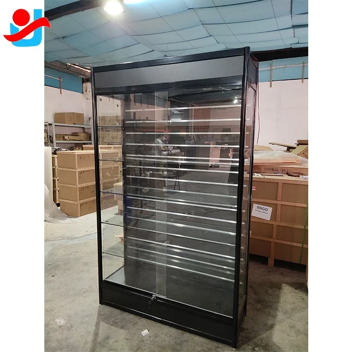 Glass Wall display Case With Slatwall Backing showcase