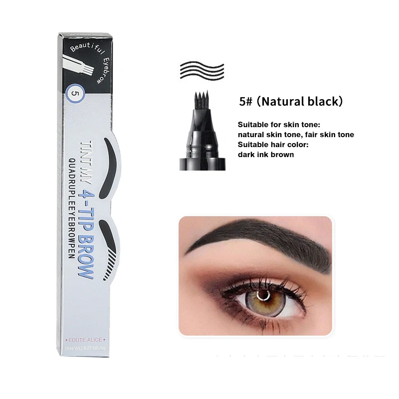 colorful draw line eyebrow pencil, ultra-fine, waterproof, long-lasting, non-removing make-up four-pronged eyebrow pencil