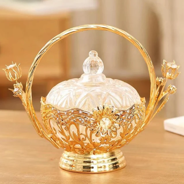 2023 New Style Creative Snacks Fruit Storage Basket Alloy Metal Baskets with 3 Acrylic dried fruit box