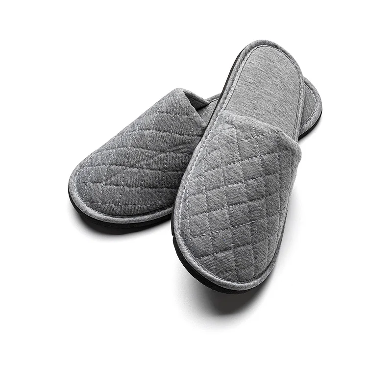 Wholesale Luxury Grey Disposable Slippers Coral Fleece Velour Canvas Cotton Hotel Slippers
