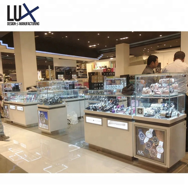 Lux Design Acrylic Glass Wood Wrist Watch Display Showcase for Fashion Counter for Mall Shopping Retail or Store Use