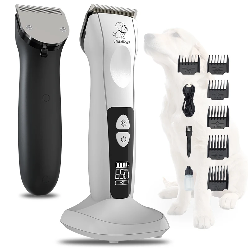 Professional Dog Clippers Grooming Kit Low Noise Rechargeable Cordless Heavy Duty Pet Hair Clippers with 3-Speed High Power