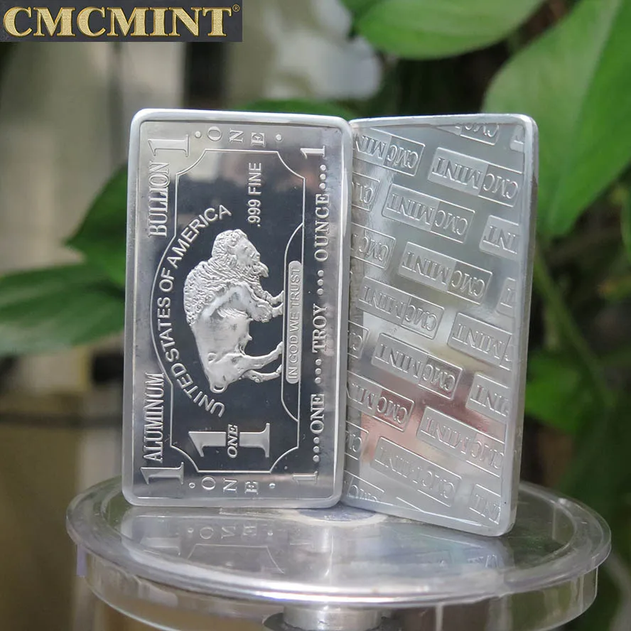 Drop shipping custom 1 oz 999 Fine Aluminum Buffalo Bar old coins india sell B62B