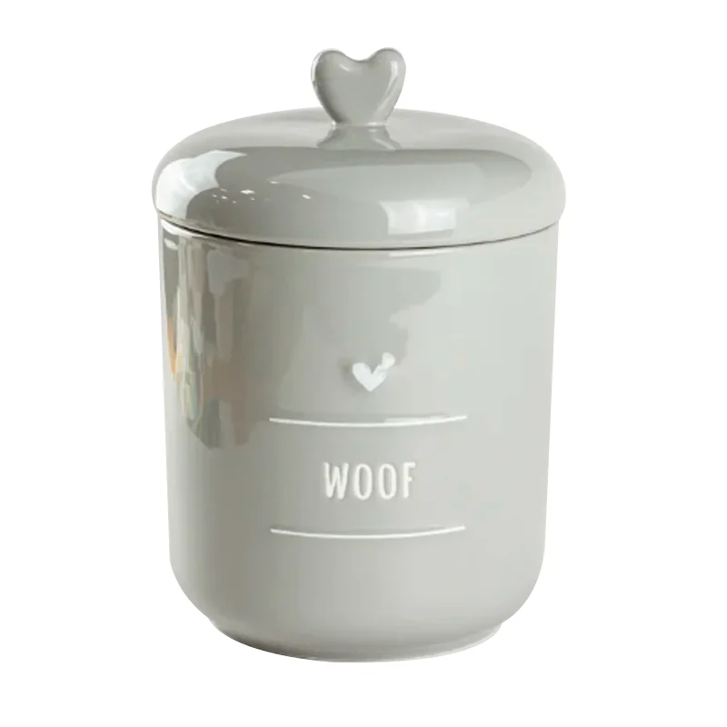 
2 lbs Ceramic Treat Jar with airtight seal lid for dog and cat 