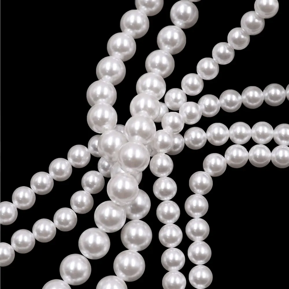 4-10mm High quality shiny 2 hole round crystal glass Australian white pearl Imitation pearls for jewelry making findings