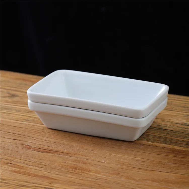 Hot sale cheap stackable deep rectangle handmade ceramic serving dishes white ceramic dish