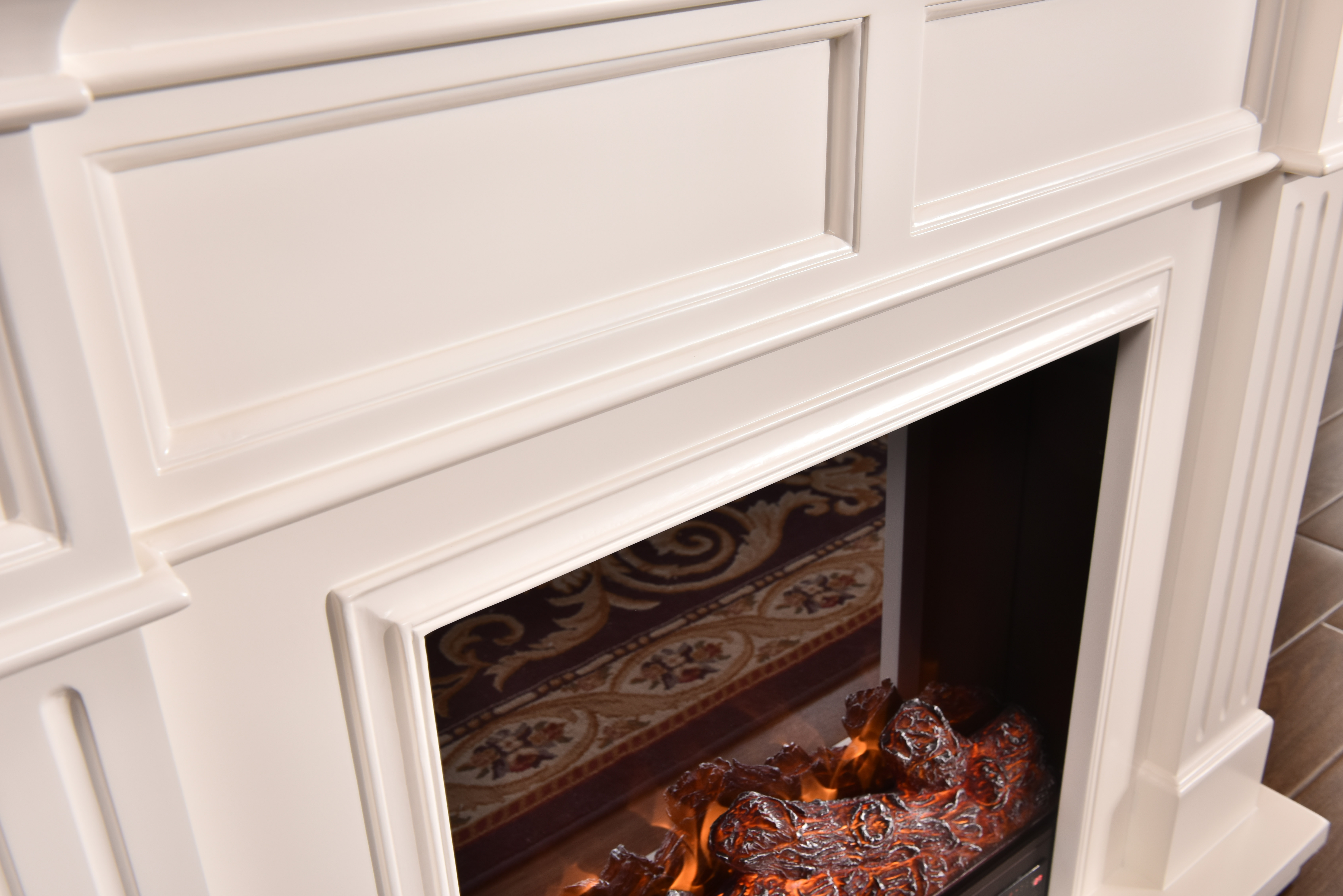  item 343 electric fireplace flame indoor luxury with mantel