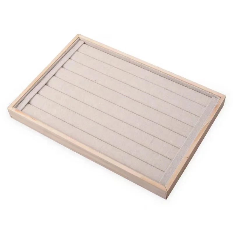 Cheap factory price solid wood ring necklace pendant earring jewelry display wooden jewelry tray wholesale