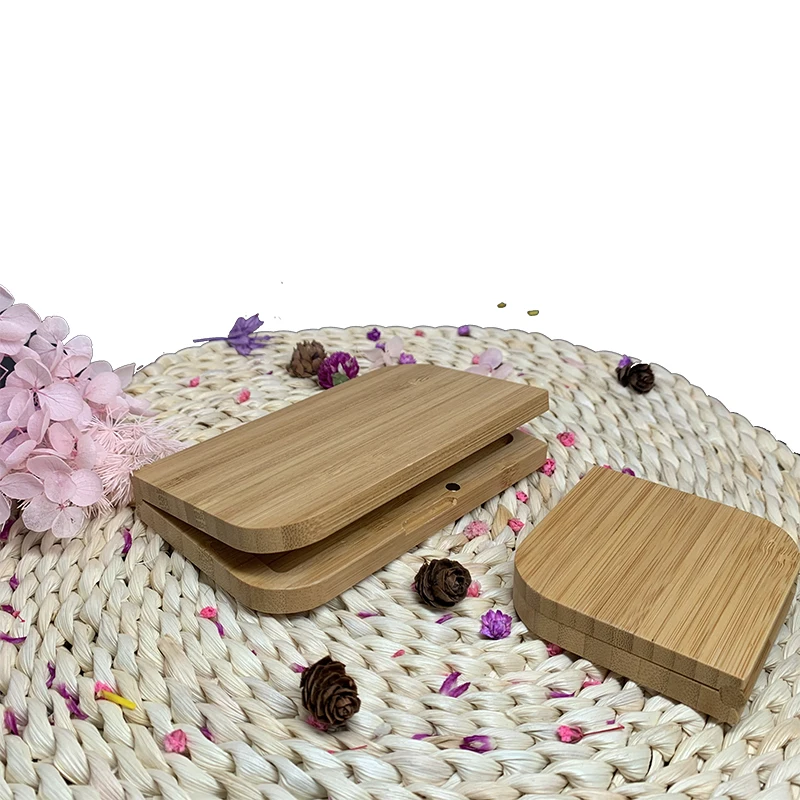 8 Color Cosmetic Packaging Bamboo Natural Custom Logo Blush Eyeshadow Palette Empty Eyeshadow Bamboo Makeup Powder Case