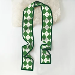 Multifunction Long Ribbon Bandana Women Turban Hair Head Band Wrap Silk Ribbon Scarf Plain Printed