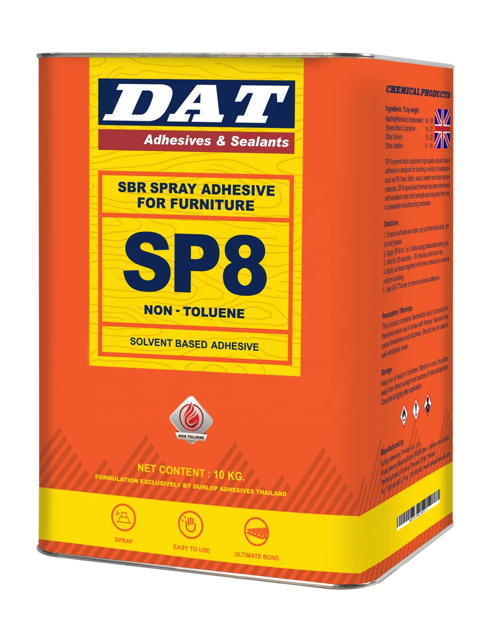 
Клейкий клей DAT Dunlop SIS SBR для пены и мебели 