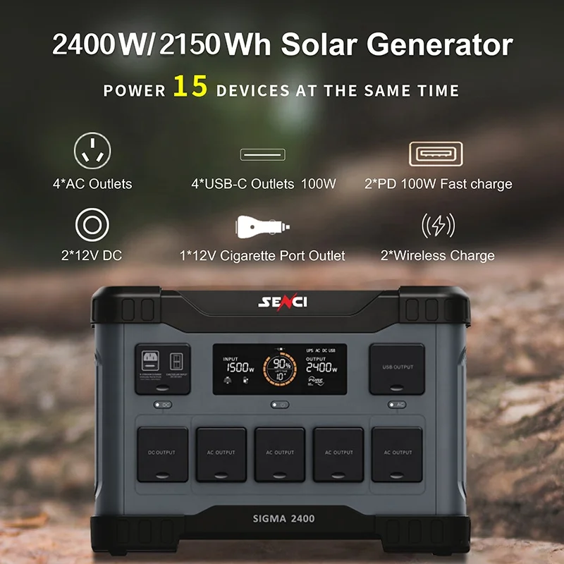 Senci 2.4kw 2150wh lifepo4 Batteries S series Portable Power Station ups mini solar power electric car charger station