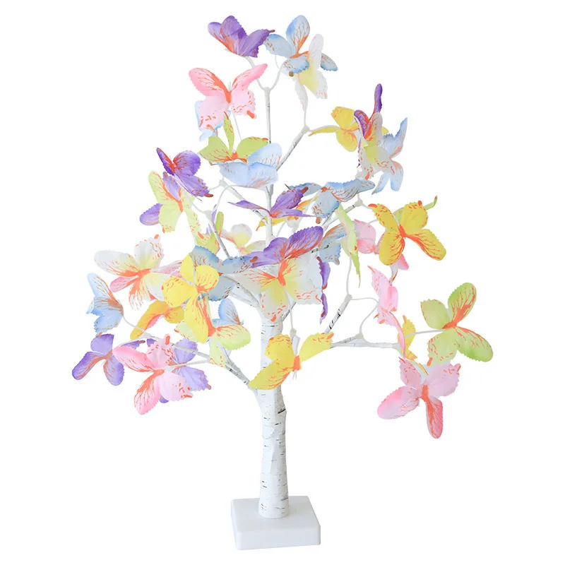 2024 New Design LED Birch Tree Light Christmas Gift Decorations Ornament Colorful Butterfly Led White Birch Tree Light