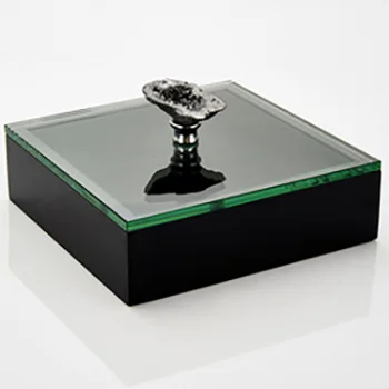 Customized Handmade Home Decoration Mirror Glass Jewelry Display Agate Handle Mother Of Pearl Box