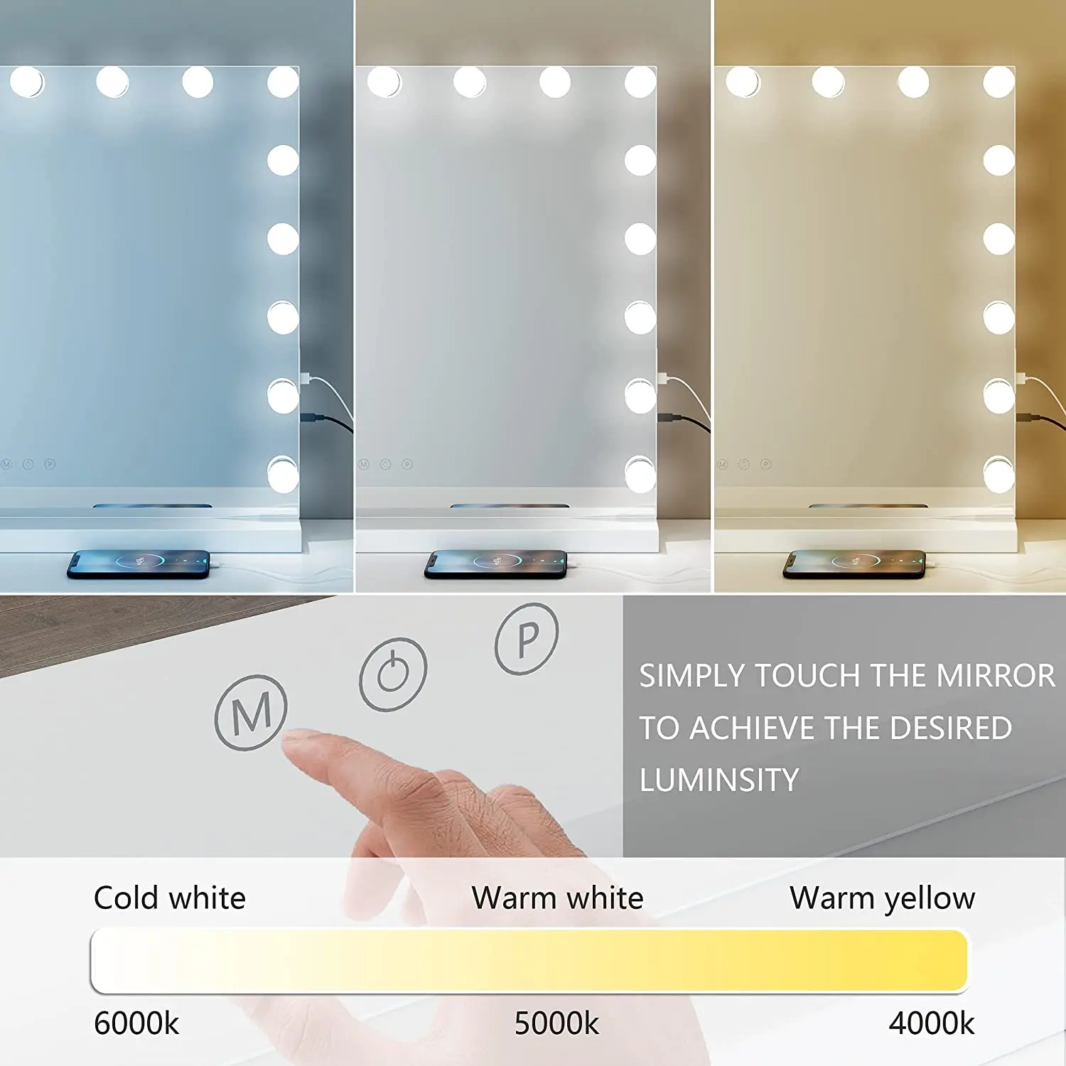 Vanity Led Standing Mirror Hollywood Style Bluetooth Vanity Mirror With Led Lights
