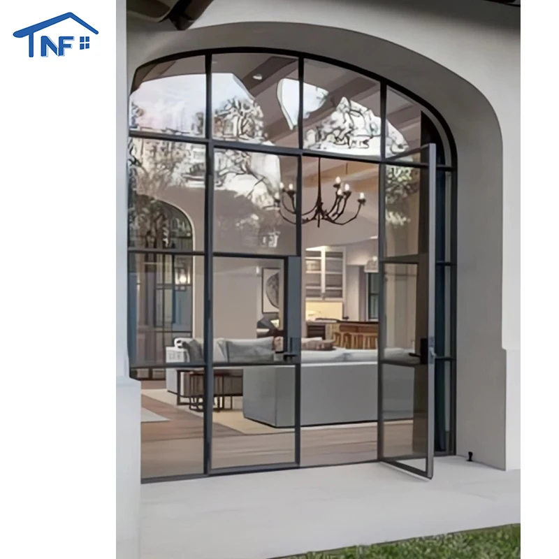 Manufacturer Main Entrance Steel Entry Front French Wrought Iron Doors Arches Single Iron Grill Door Designs