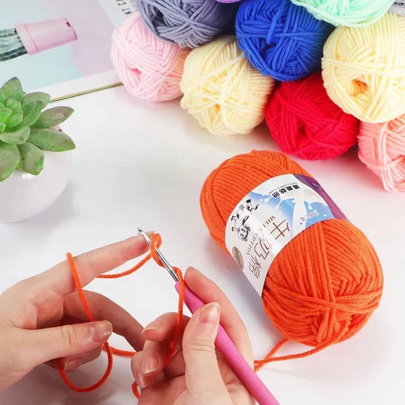 Hot sale milk cotton yarn 5py cotton yarn for knitting baby soft yarn