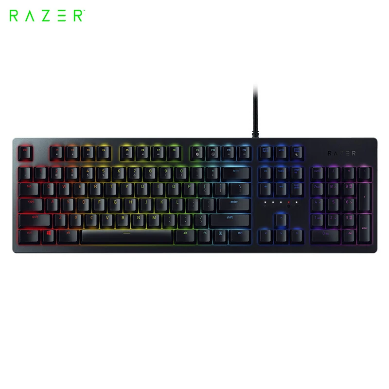 Оригинальная Проводная Механическая клавиатура Razer Huntsman 104 клавиш RGB подсветка трехцветный оптический