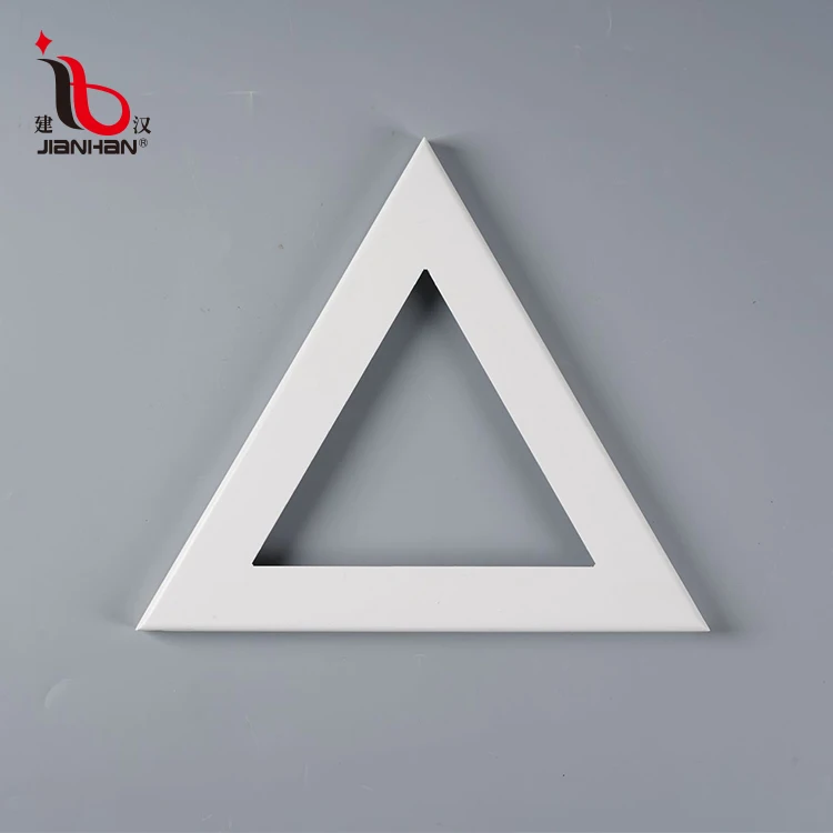 Office building outer wall aluminium engraved white triangle shape decor wall curtain panel
