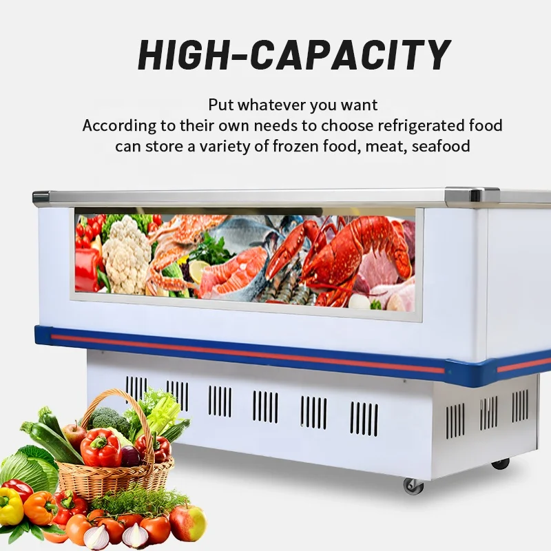 Supermarket combined island Refrigeration Equipment Meat food  fridge display Freezer/deep chest freezer refrigerator
