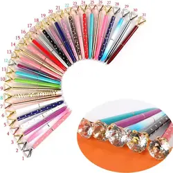Promotion Big Top Diamond Pen Multi Color Diamond Crystal Ballpoint Ball Pen With Steel Body For Wedding Gift