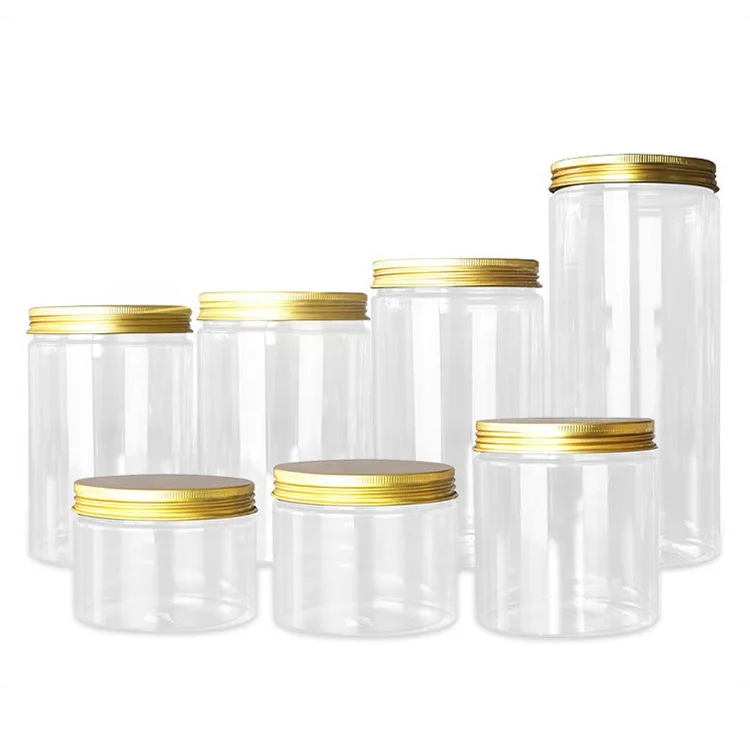 nh wholesale empty plastic pet plastic food jar with lid clear pet plastic jar