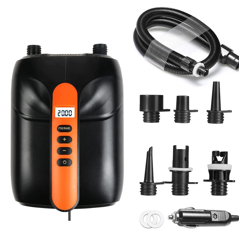 DC12V with 6 Nozzles Inflate Stand up Board Boats Smart High Pressure Max 20PSI Electric air Pump