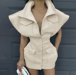 Summer Casual Dress Womens High Quality Solid Color Party Summer Short Puff Sleeve Lady Casual Women Dresses